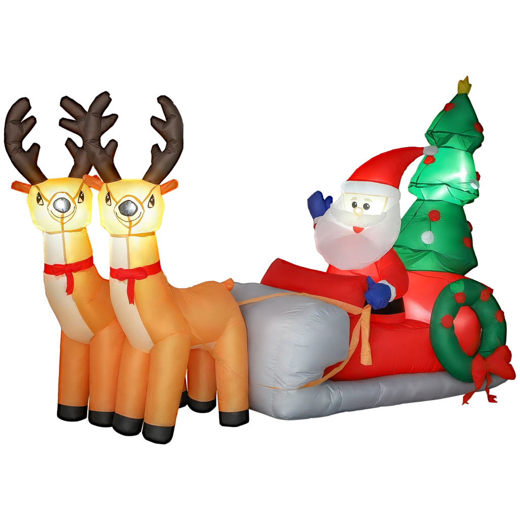 Babbo Natale Gonfiabile con Slitta e Renne ¨C Xylo ¨C 216x90x150 cm con Luci LED