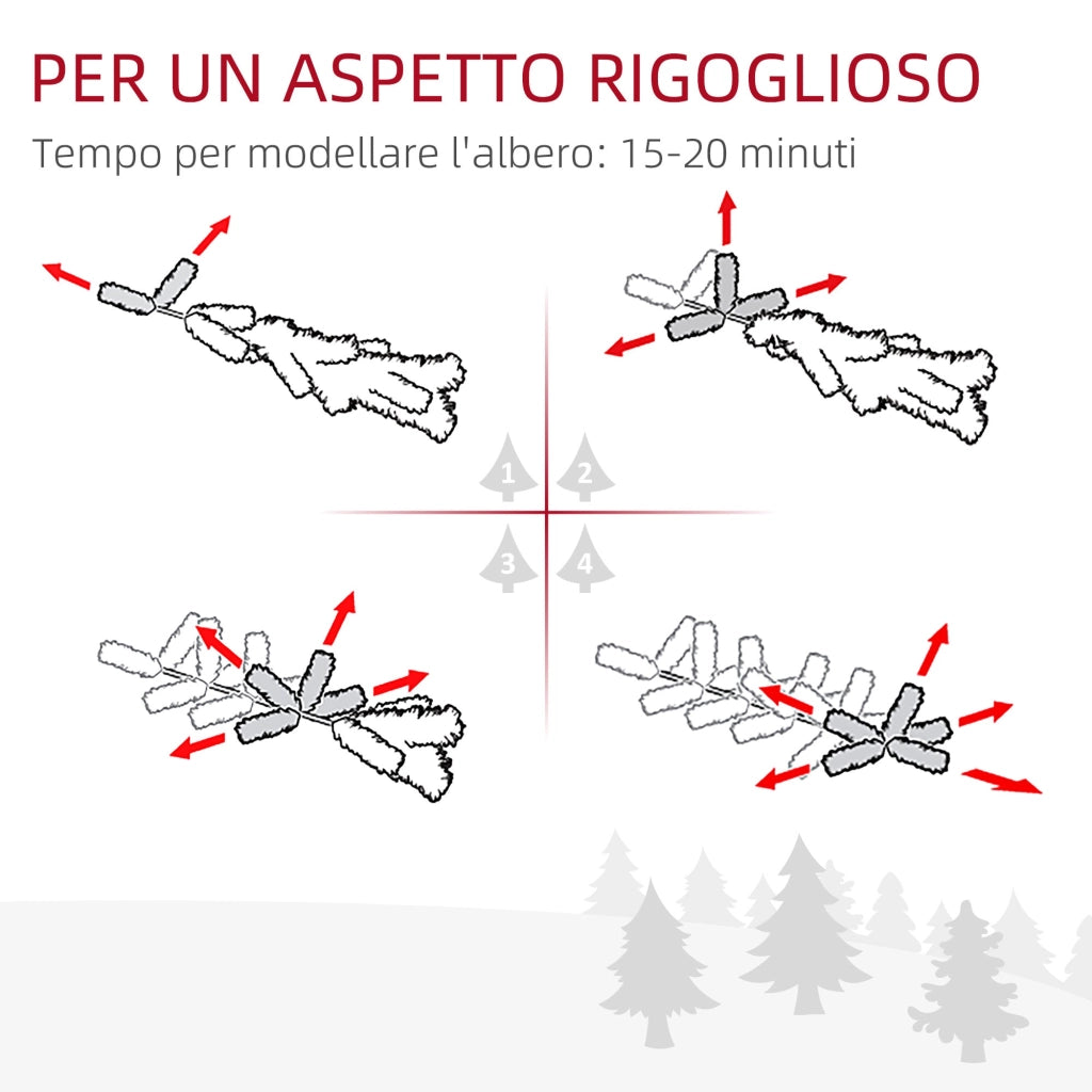 Albero di Natale Artificiale Innevato 150 cm 416 Rami Verde e Bianco