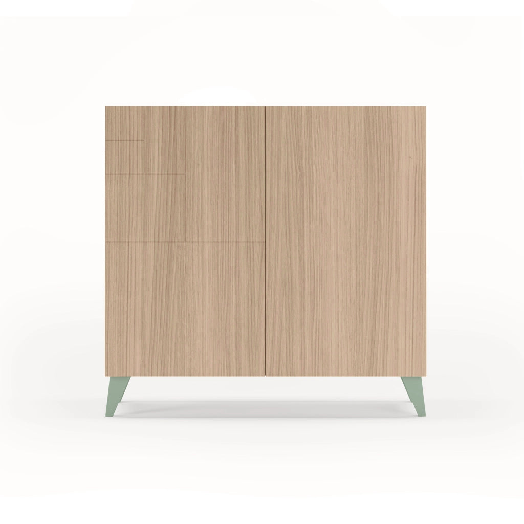 Scarpiera Herdasa effetto noce chiaro gambe verde 87x90x27