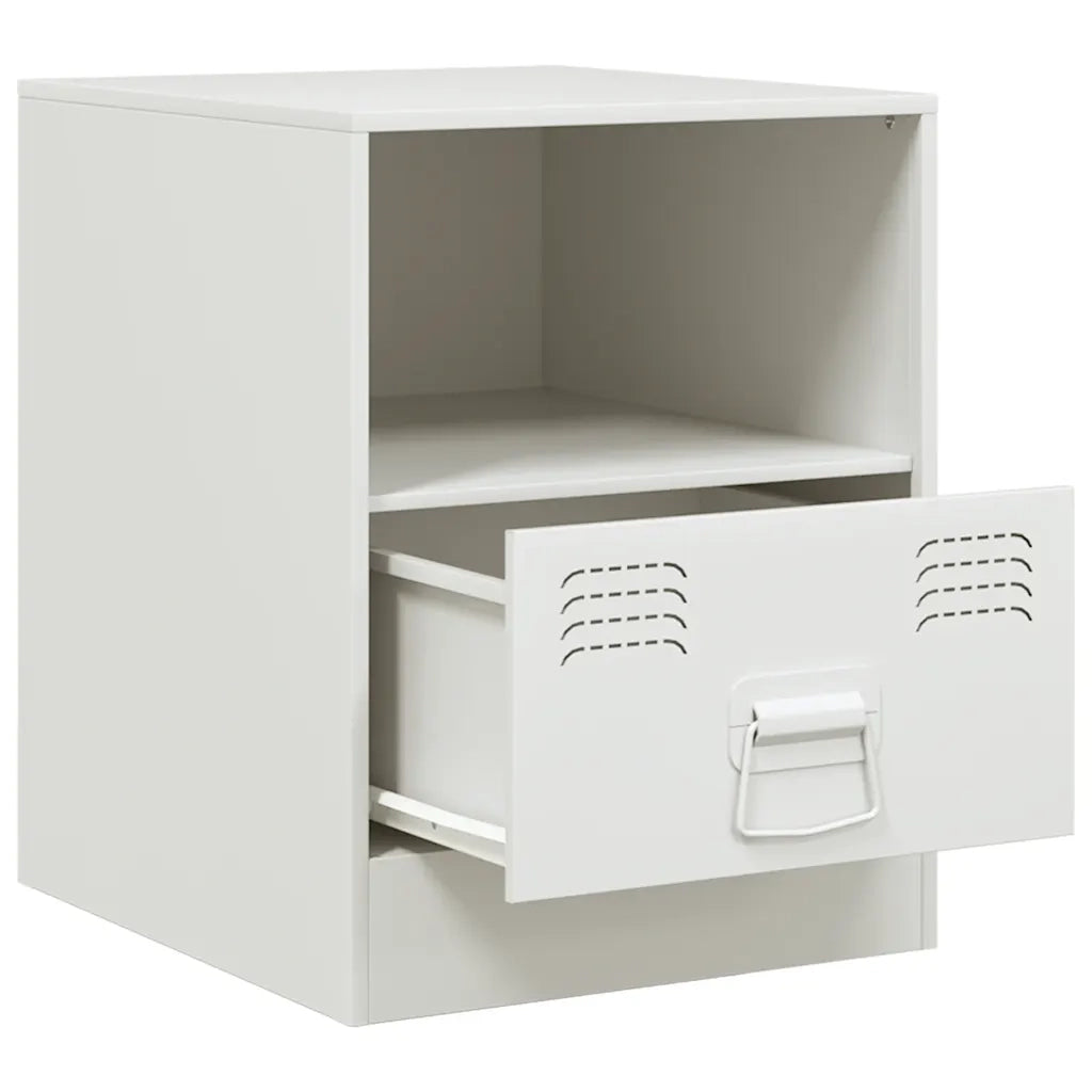 Set di 2 Comodini | Armadio da Notte | Mobiletto da notte Bianchi 34,5x39x44 cm in Acciaio
