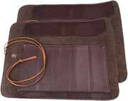 Portafoglio in tela e protezione per borsa di cucina - Organizzatore di coltelli - Supporto per coltelli e scatola a rotolo - Marrone - 28x20x0.5cm