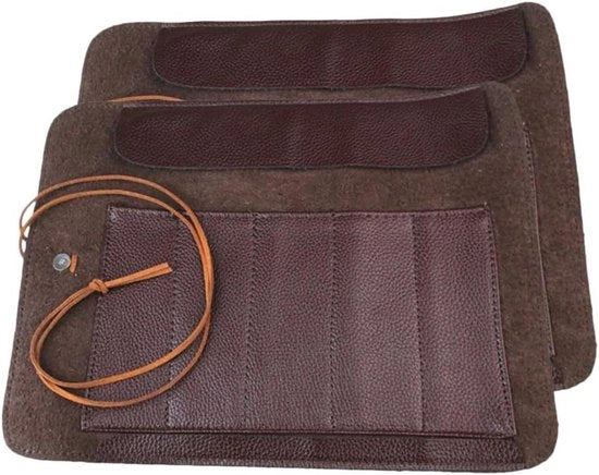 Portafoglio in tela e protezione per borsa di cucina - Organizzatore di coltelli - Supporto per coltelli e scatola a rotolo - Marrone - 28x20x0.5cm