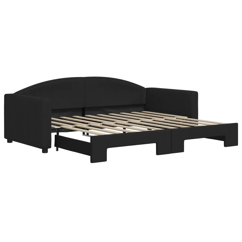 Divano Letto con Letto Estraibile-Sofa Letto-Daybed Nero 90x190 cm in Tessuto 715901