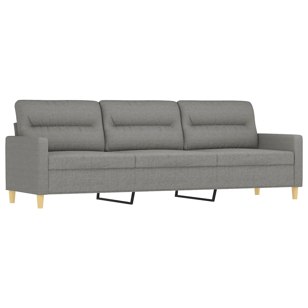 Divano a 3 Posti con Poggiapiedi Grigio Scuro 210cm in Tessuto cod mxl 13907