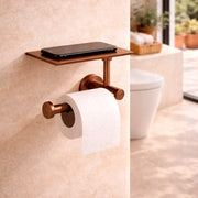 Sined Porta Rotolo Inox Satinato Oro Rosa con Ripiano DAppoggio in Acciaio 316L per Bagni Moderni - Modello Levante
