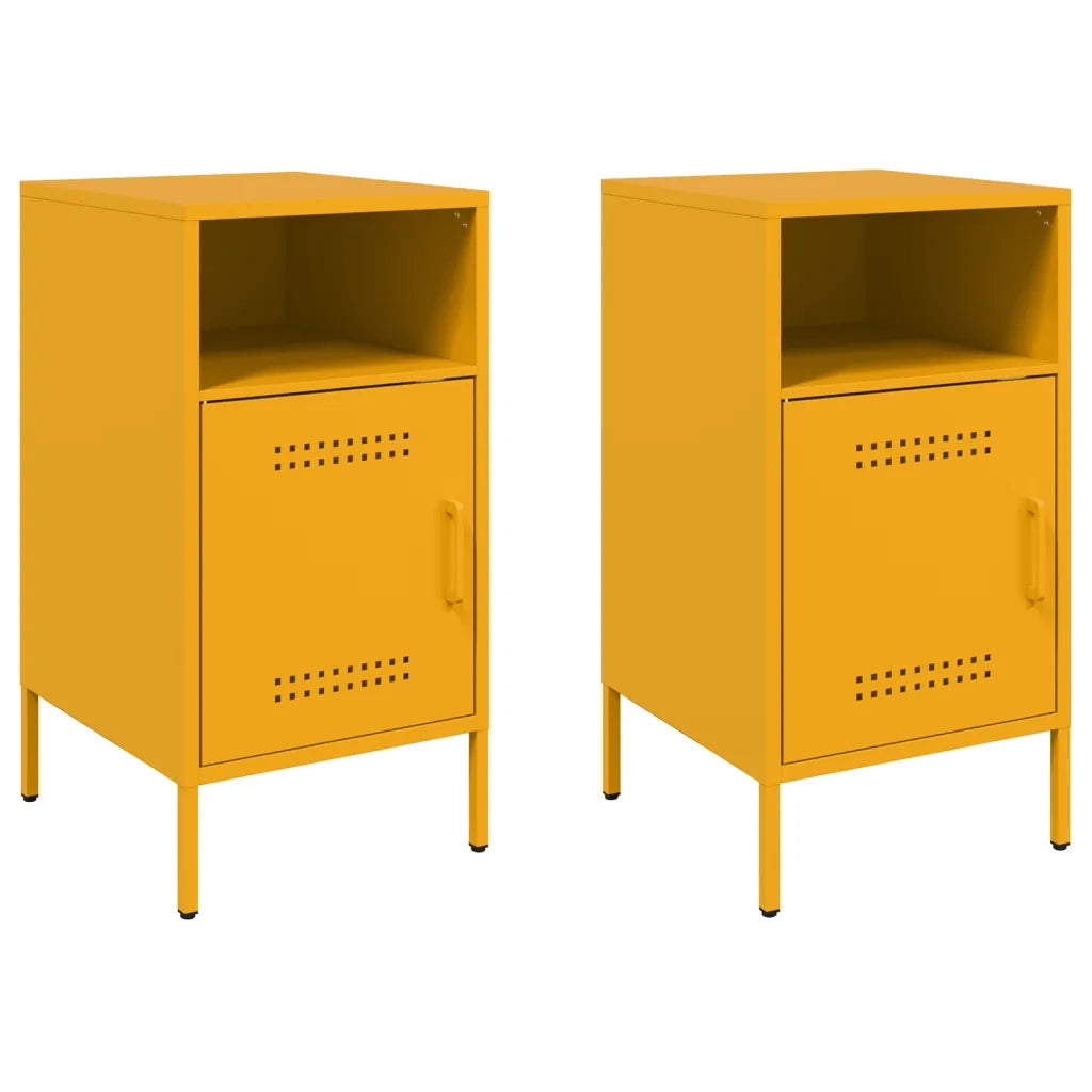 Comodini 2 pz-Set di 2 Tavolino da notte Giallo Senape 36x39x68 cm in Acciaio 741609