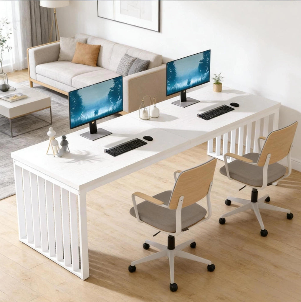 Scrivania da ufficio doppia bianca 180 x 60 cm