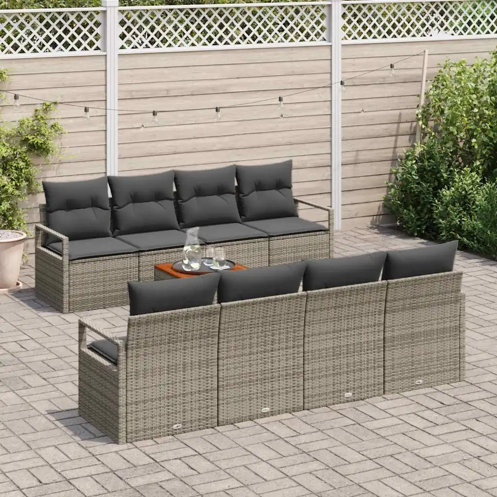 Set Divano da Giardino 9 pcs Grigio polyrattan 3356347