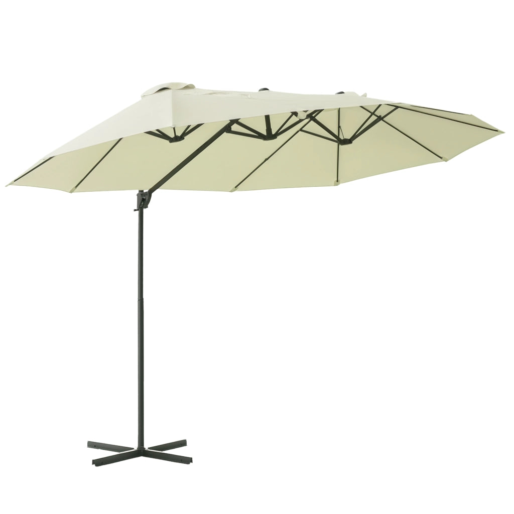 Ombrellone Doppio Grande Inclinabile con Manovella ¨C zephmum ¨C 270x445x260 cm Beige