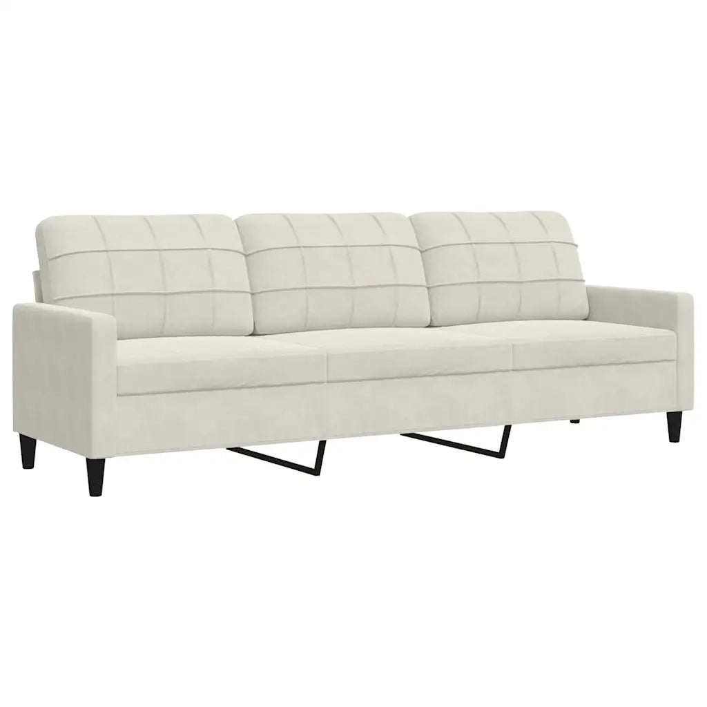 Set di Divani 3 pz con Cuscini Crema in Velluto