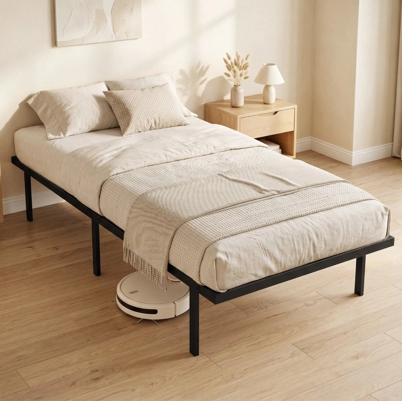 Letto singolo in metallo 90x200 cm con spazio contenitivo sottoletto