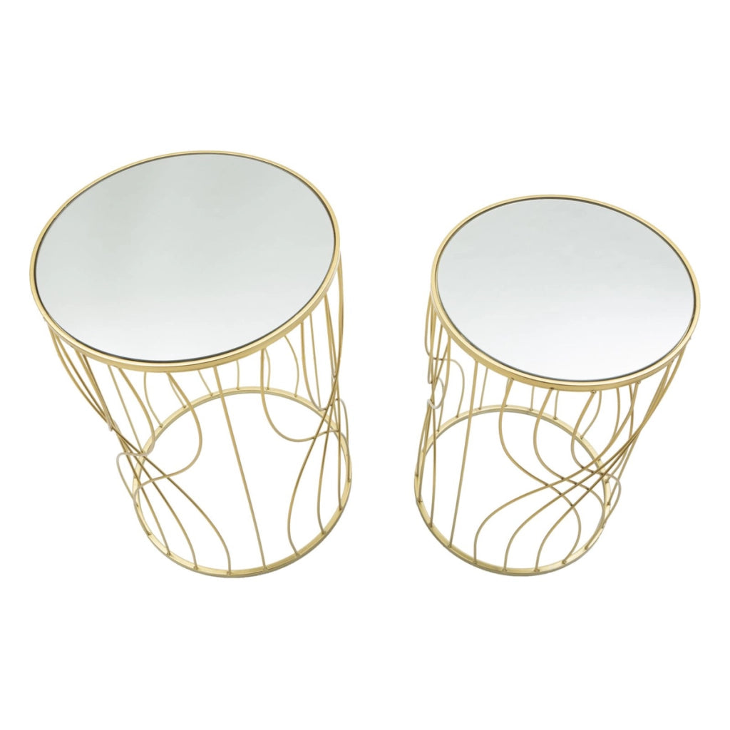 Set di Tavolini VKH545, Oro, Metallo, 38x38x55 cm