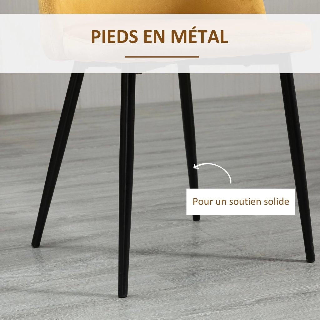 Set 4 Sedie da Pranzo in Velluto Imbottite ¨C zephmum ¨C Grigio, Metallo, 45x50x85 cm