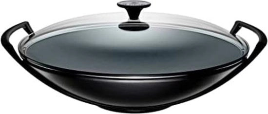 Piatto Wok 36 Cm - Piatto Wok con Coperchio - Piatto Wok Induzione - Matita Nera