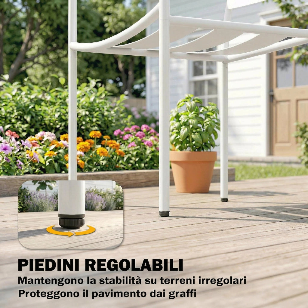 Tavolino da esterno in vetro con 2 sedie ¨C zephmum ¨C bianco, 3 pezzi
