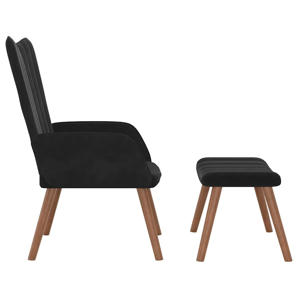 Poltrona Relax con Poggiapiedi Nero in Velluto 327672