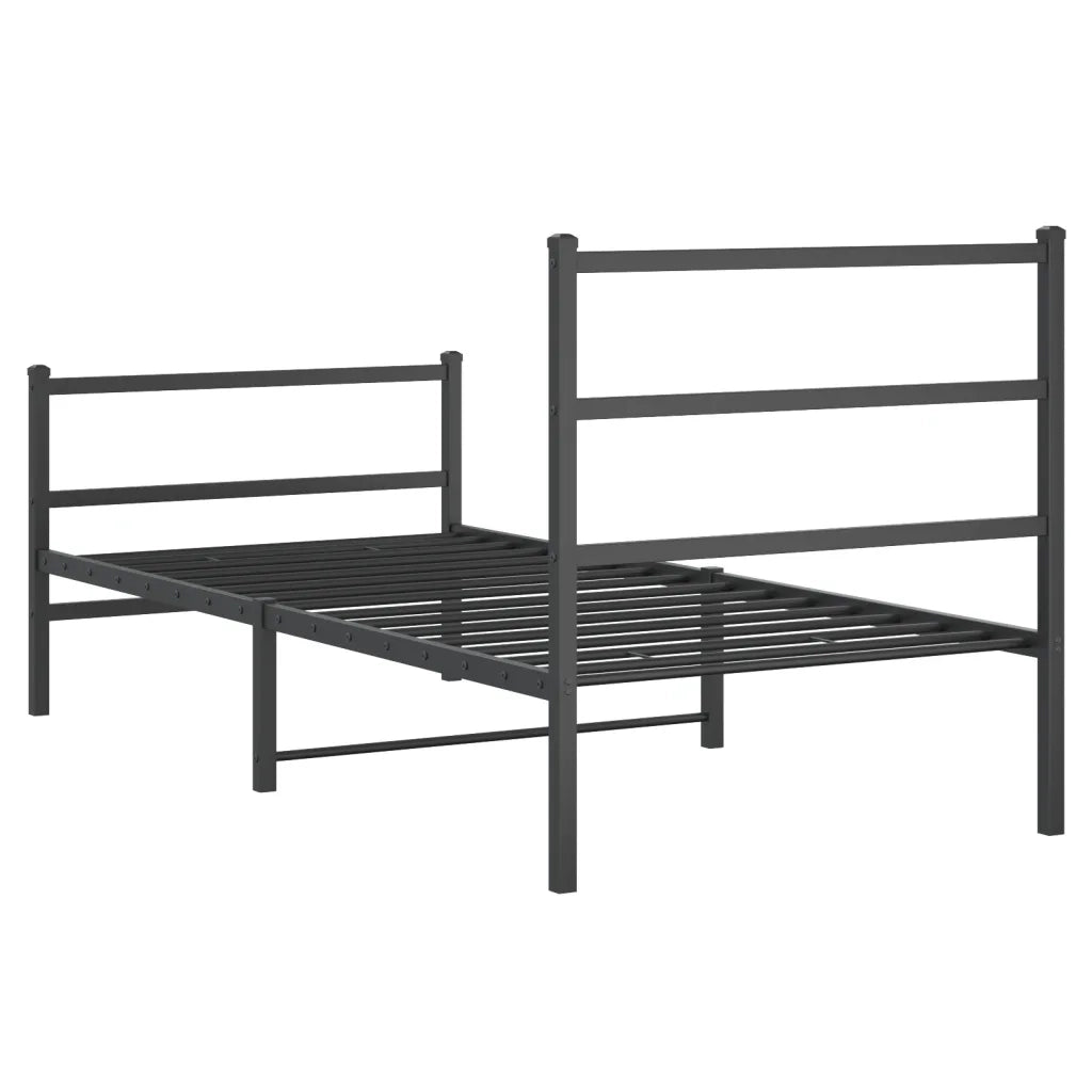 Giroletto con Testiera e Pediera Metallo Nero 90x200 cm 355376