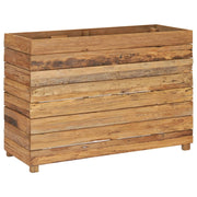 Aiuola rialzata per piante e fiori 100 x 40 x 72 cm legno di teak riciclato e acciaio 02_0000897