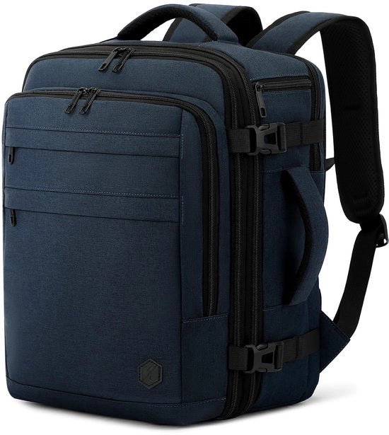 Tas per aereoporti espandibile 40x30x25 - Bagaglio da viaggio 24L - Adatto per laptop 15,6 pollici - Blu scuro - Accessorio da viaggio