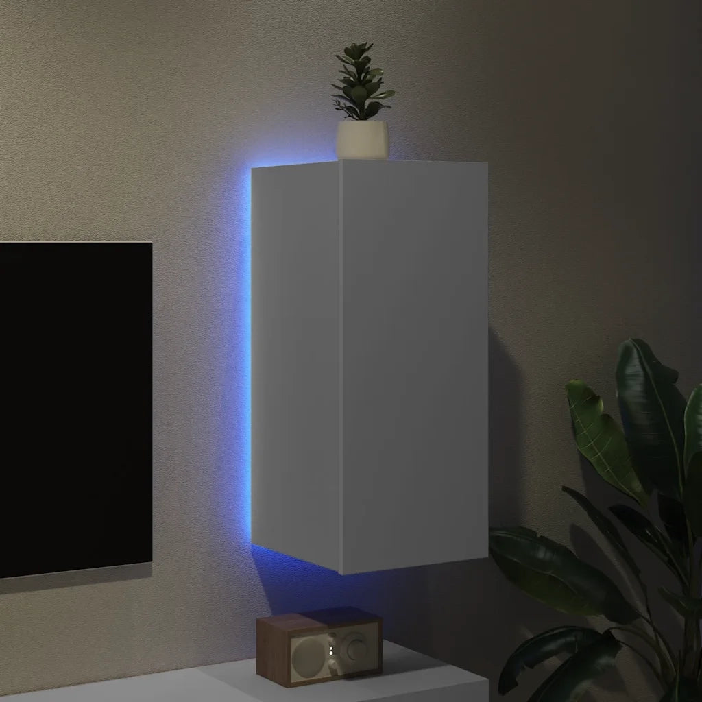 Mobile TV a Parete con Luci LED Bianco 30,5x35x70 cm 837232