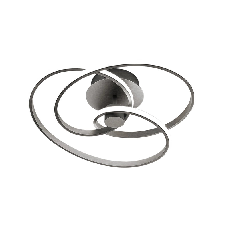 Diva - Plafoniera led design moderno 40W dimmerabile - Alluminio titanio, luce calda 3000K, 2500lm, diffusore in silicone