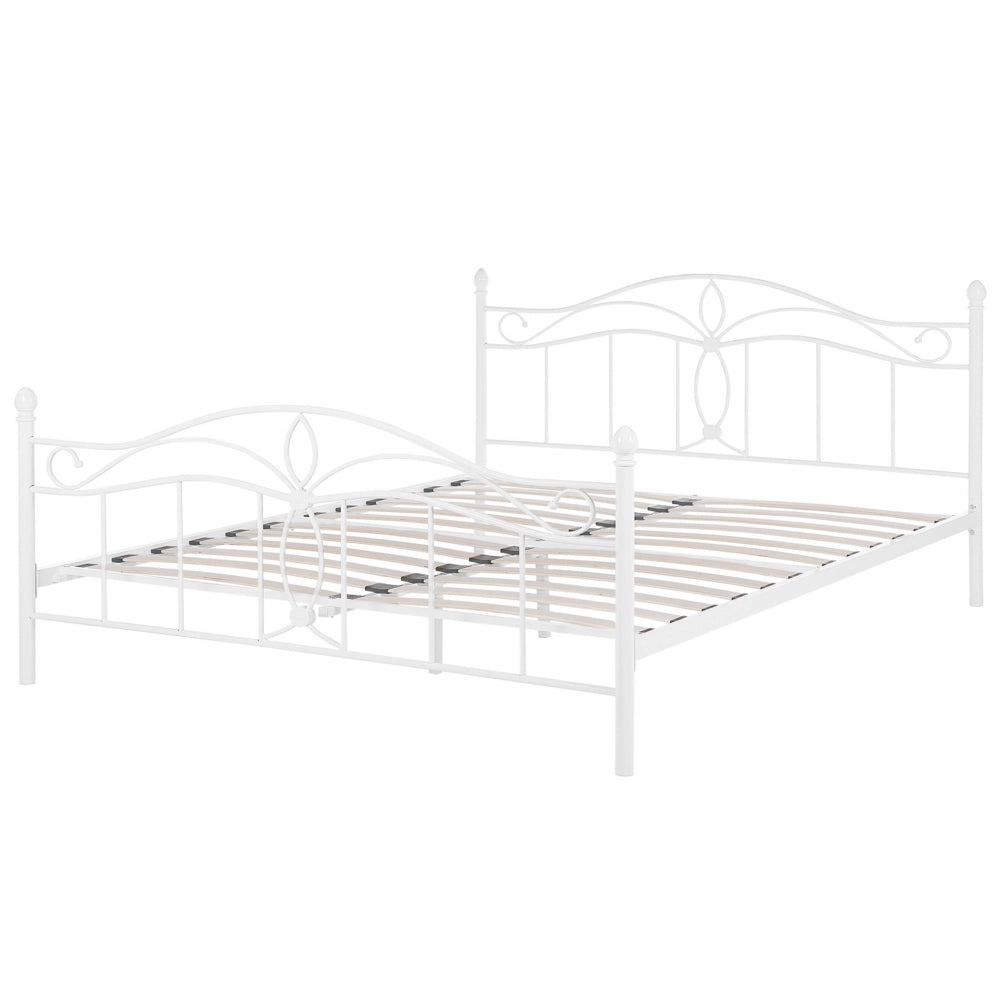 Letto Bianco 160 x 200 cm Metallo Vintage letto grande camera da letto