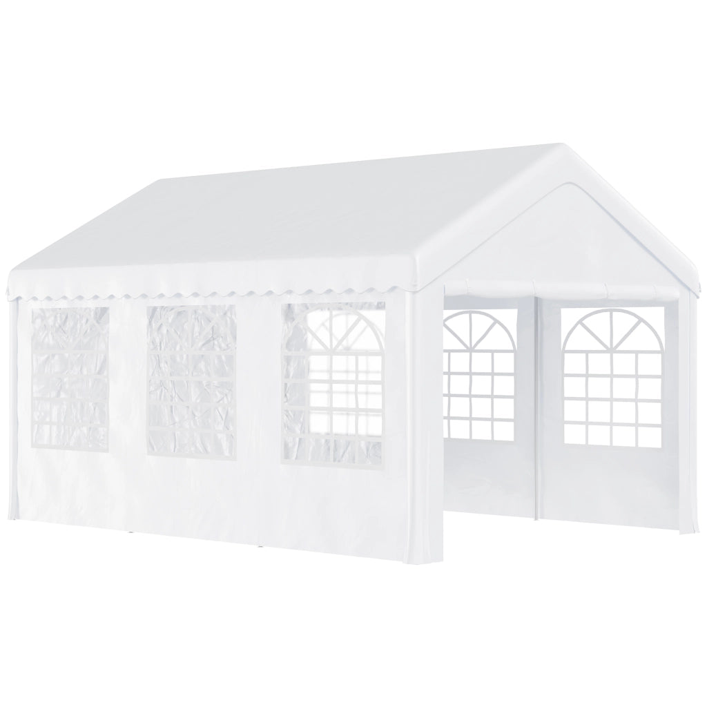 EasyComfort Tendone per Feste 6x4m con Pareti Rimovibili, Porte e 6 Finestre, Bianco