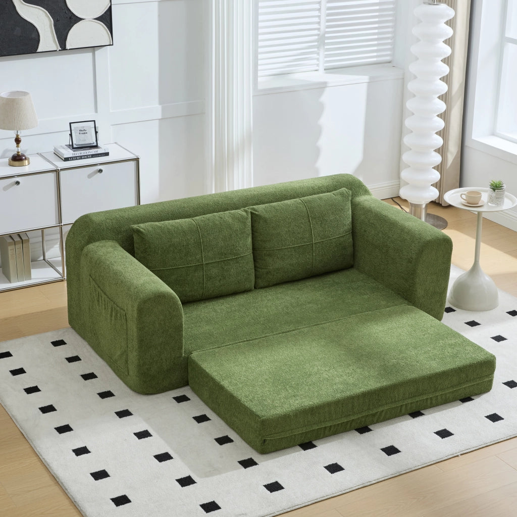 DIVANO LETTO 2 in 1 pieghevole da pavimento 179x95x79 cm tessuto verde