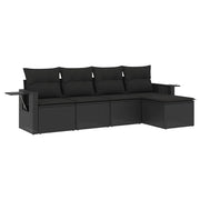 Set Divani da Giardino 5 pz | Set Salotto da Giardino con Cuscini in Polyrattan Nero