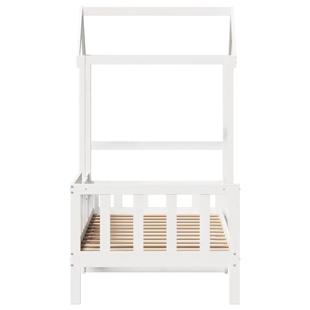 Dormeuse con Tetto 80x200 cm Bianco in Legno Massello di Pino
