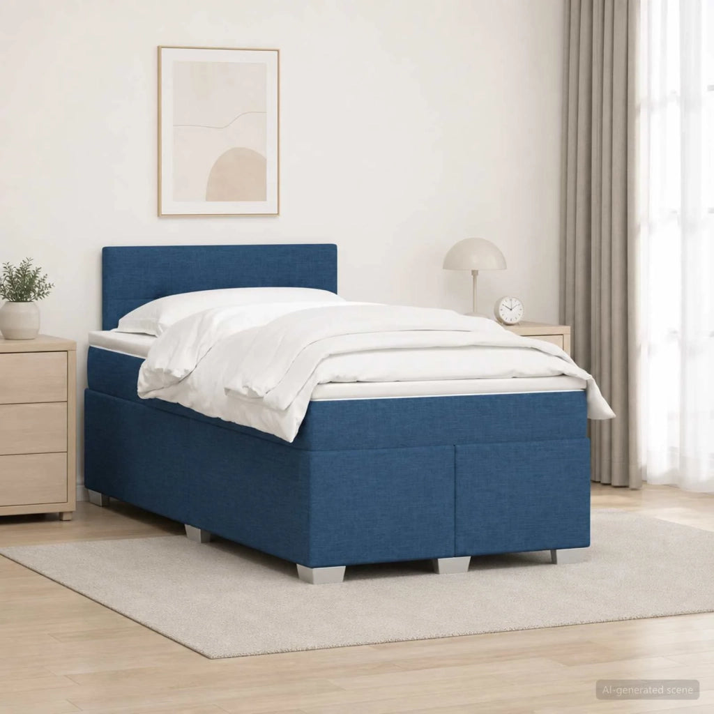 Letto box spring con materasso Blu 120 x 200 cm Tessuto 3450459