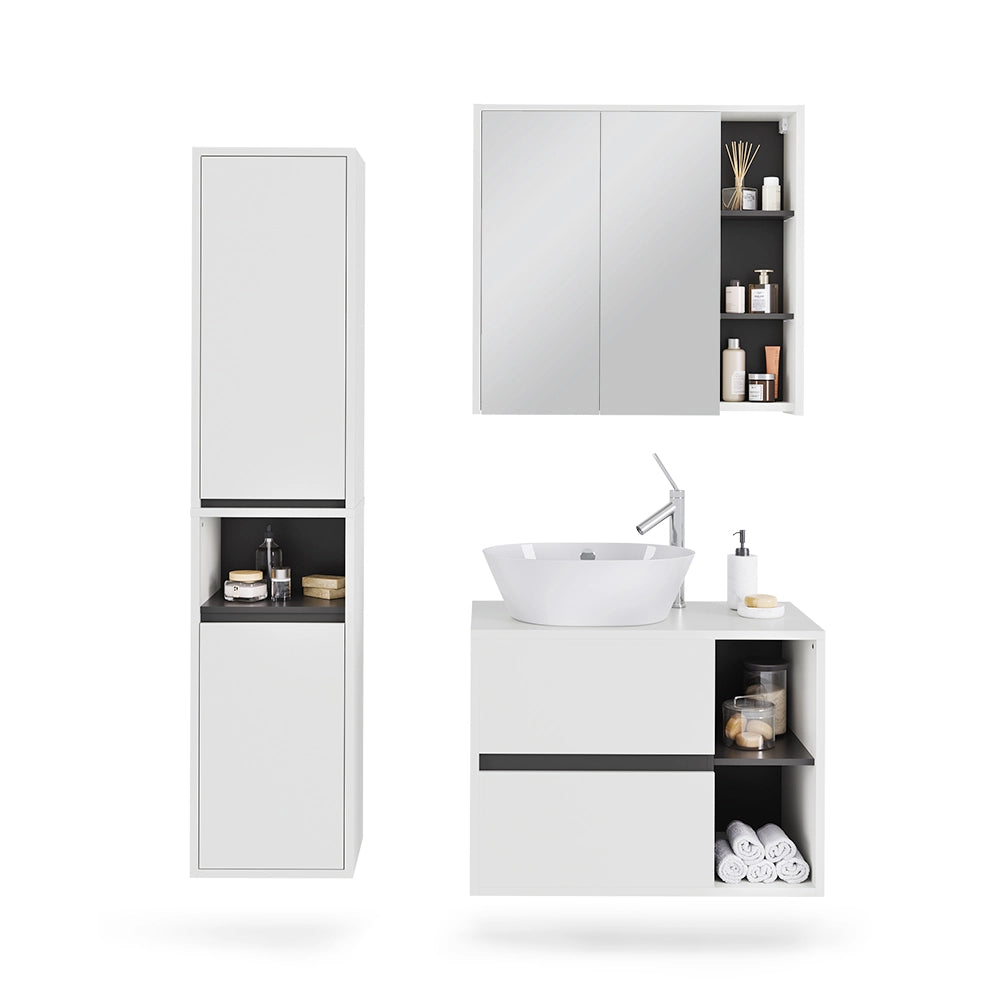 Vicco Set di mobili da bagno Bianco/Grigio 3 parti