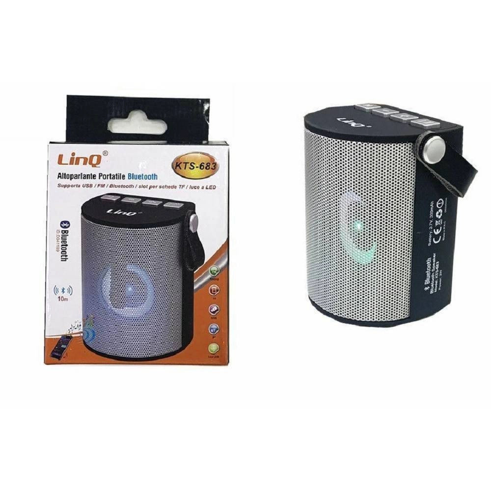 Trade Shop - Altoparlante Speaker Bluetooth Radio Fm Usb Microsd Luce A Led Portatile Kts-683 -