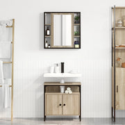 Set Armadietti Bagno 2 Pezzi Rovere Legno Ingegnerizzato