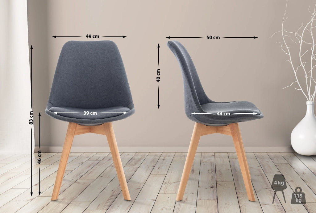 Set 4 Sedie Pranzo Linares grigio scuro,Tessuto