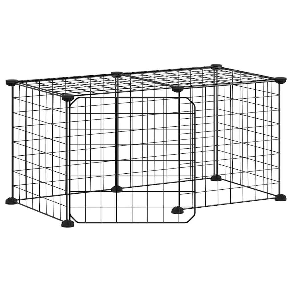 Gabbia per animali domestici a 8 pannelli con porta 35 x 35 cm Nero 02_0041606