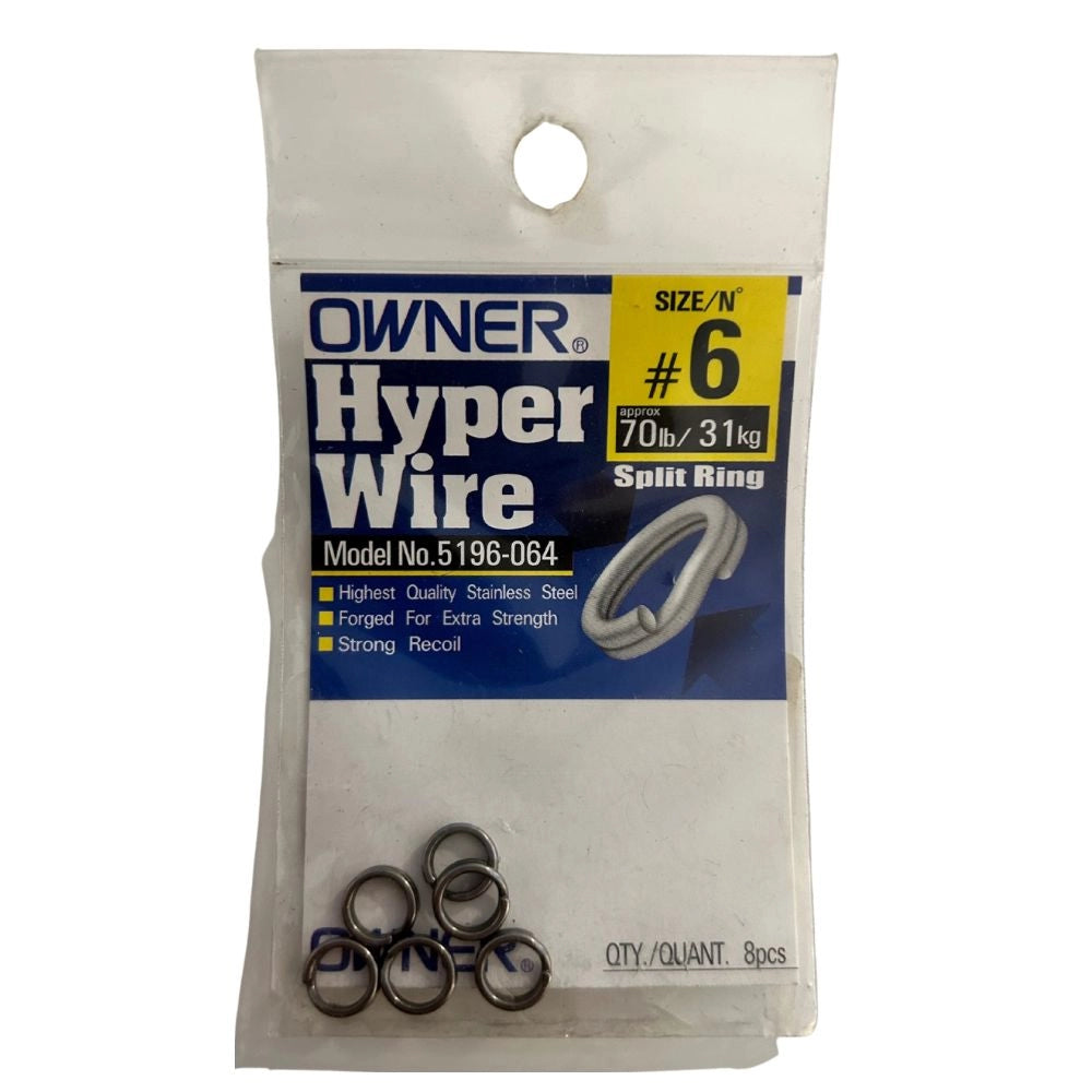 Owner solid ring anelli da pesca numero 6 portata 31 kg 8 pz