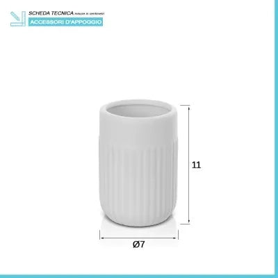 Portaspazzolini da appoggio bianco in ceramica Cup