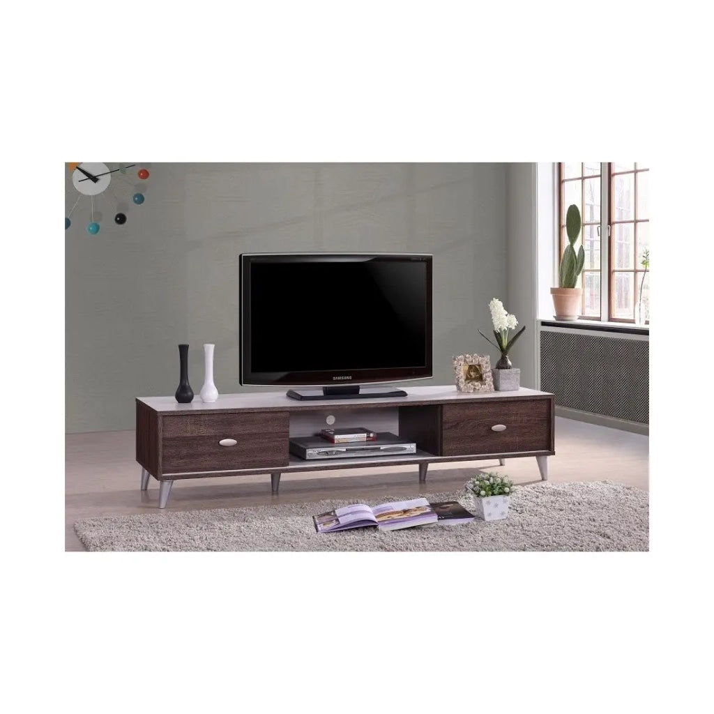 Mobile TV ANKARA – 150 cm – 2 porte scorrevoli – Noce & Bianco – Design moderno