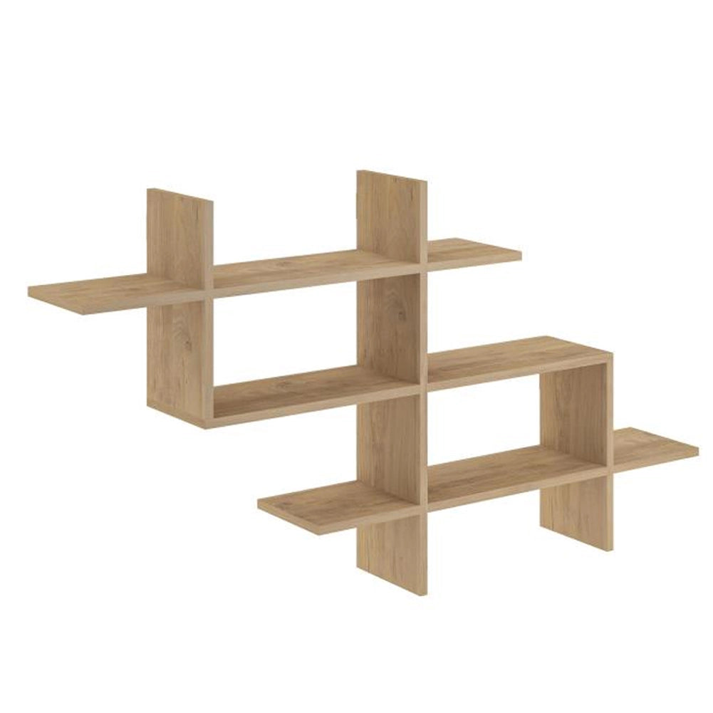 Mensola Libreria 3 Ripiani Geometrica in Legno Salvaspazio 150x82x22 cm Quercia