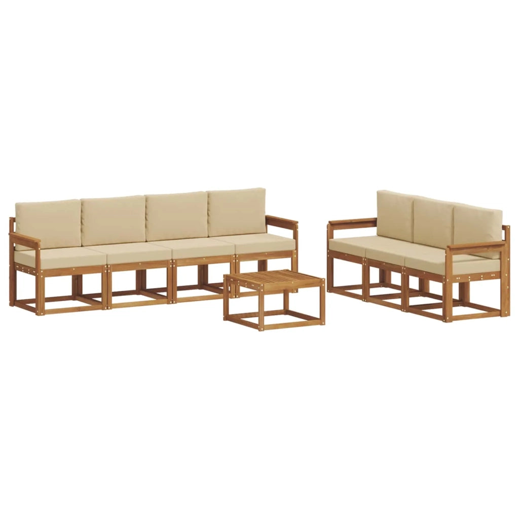 Set di divani da esterno con cuscino 8 pcs Naturale e Beige