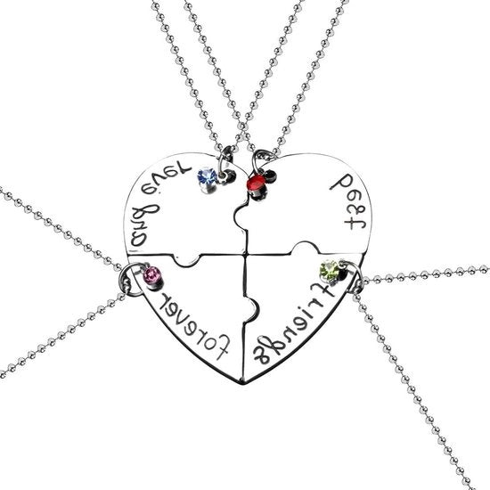 Set di 4 migliori collane di amicizia per ragazze - collana a cuore - regalo di compleanno divertente