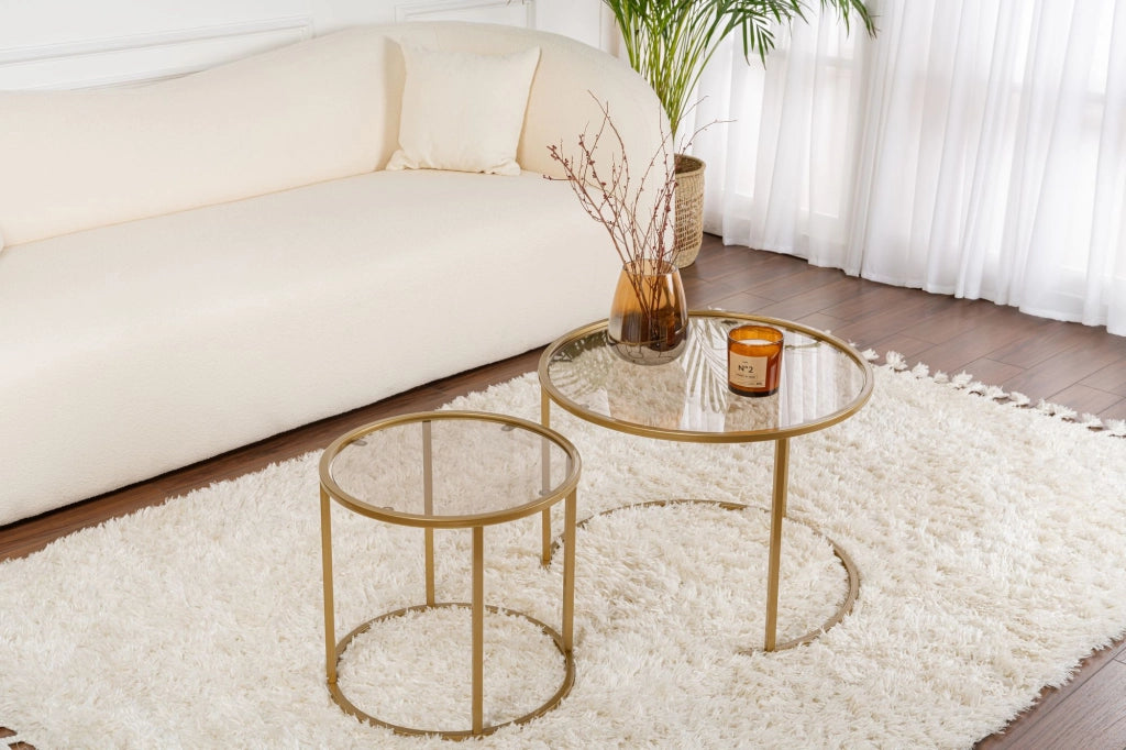 Set di tavolini in metallo "Aurum" - 42 x 42 x 39 cm - Oro Bronzo