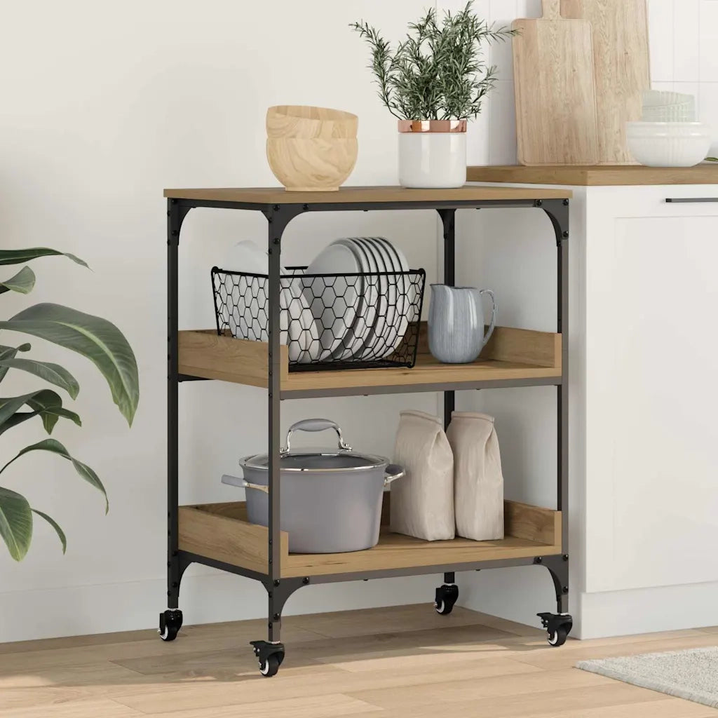 Carrello da Cucina-Scaffale per Cucina Rovere artigianale 60 x 41 x 80.5 cm