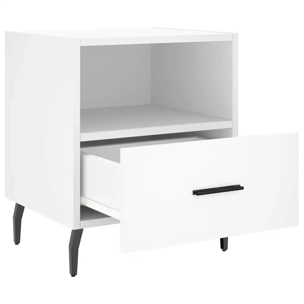 Set di 2 Comodini | Armadio da Notte | Mobiletto da notte Bianchi 40x35x47,5 cm in Legno Multistrato