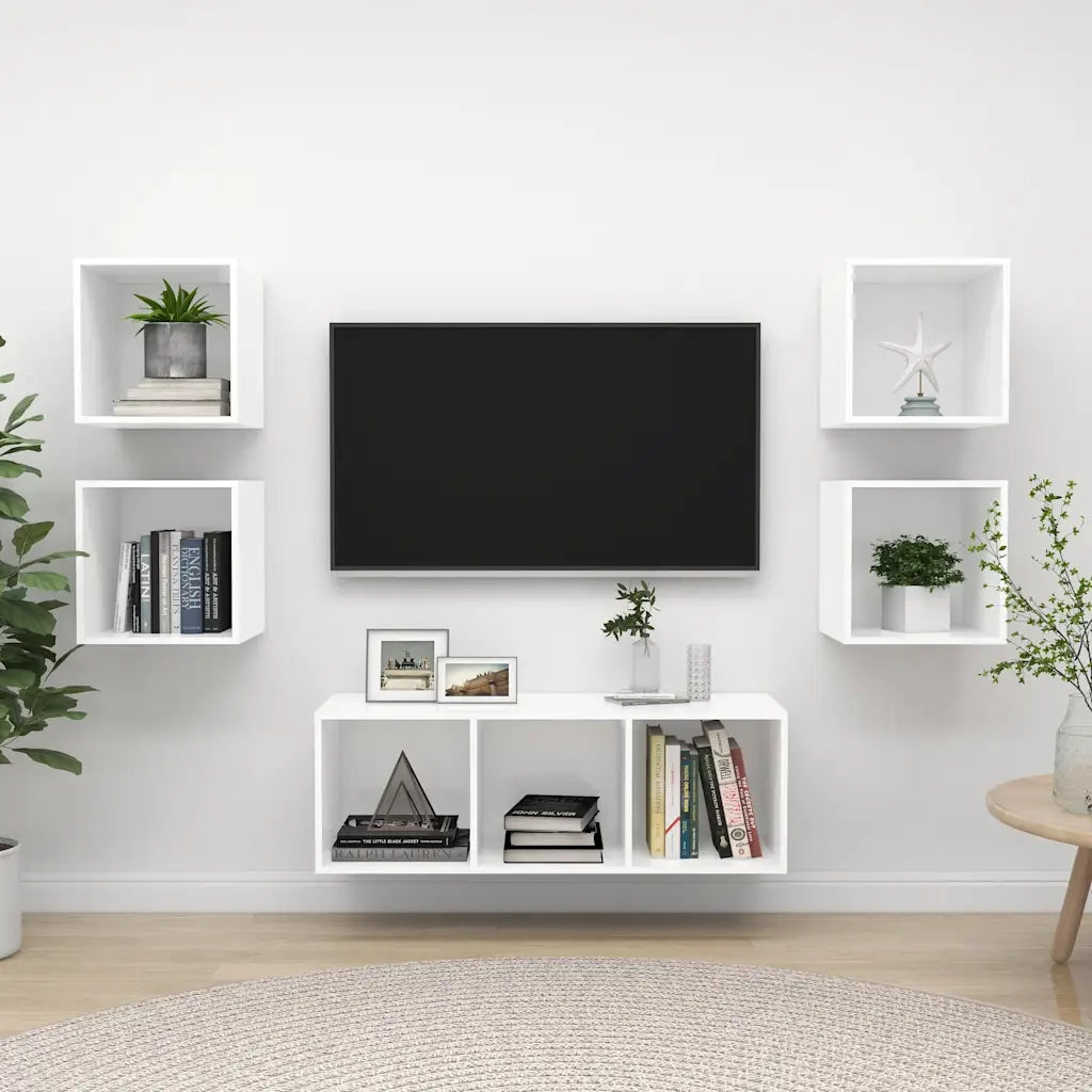 Set Mobili Porta TV 5 pz Bianco in Legno Multistrato 3079610