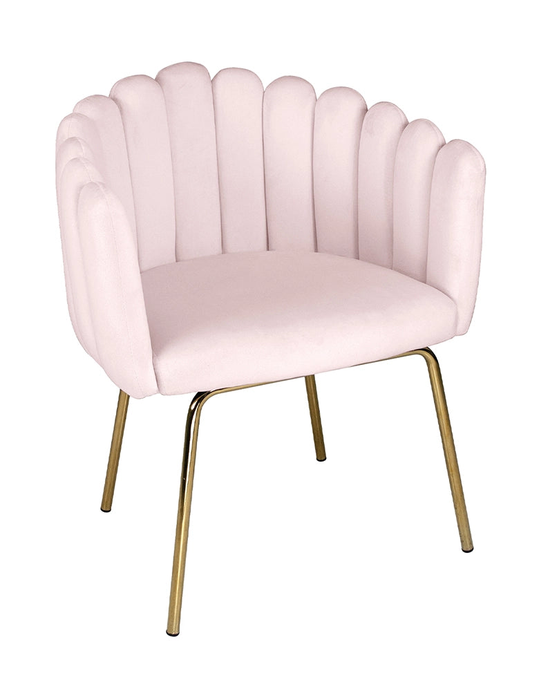 Poltrona conchiglia in velluto rosa poltroncina vintage – Perla - SDPL19PEPD