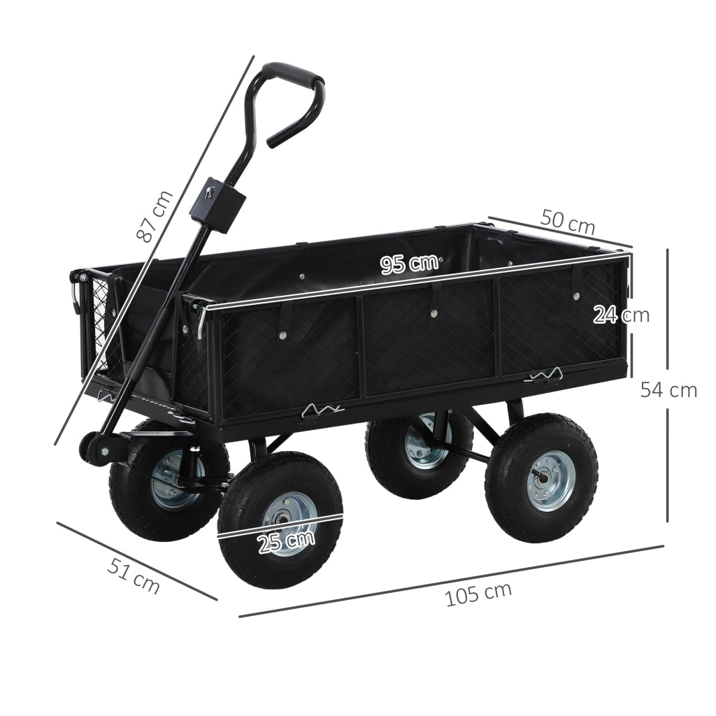 Carrello da Giardino ¨C Xylo ¨C Acciaio 114L Nero 105x51x54cm
