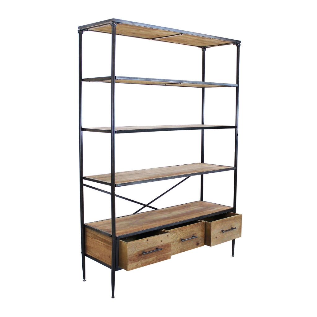 DELMAR SCAFFALE INDUSTRIAL 5 PIANI E 3 CASSETTI 128X44,5X153,5 CM LEGNO