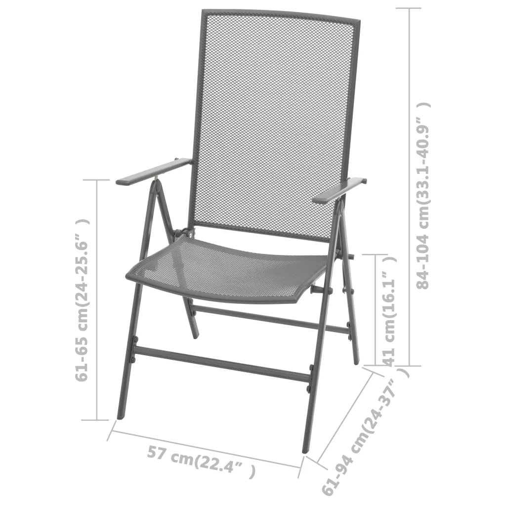 Sedie da Giardino Impilabili 2 pz | Sedie da Esterno in Acciaio Grigio
